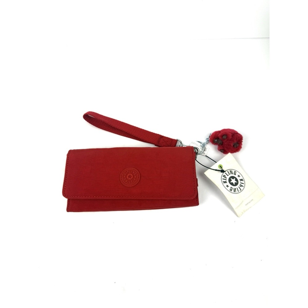 Kipling Rubi Snap Wallet Cherry Tonal Red Colorful Brand New With Monkey